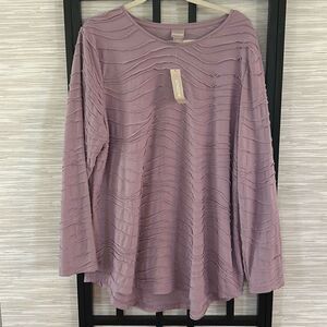 NWT Chico's lavender long sleeve patterned shirt size Chicos three